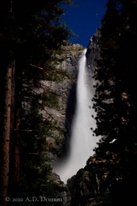 Upper Yosemite Falls by moonlight